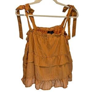Line & Dot NWT Brown Striped Tiered Tank Top - size Large